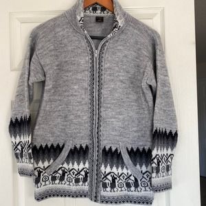 Gray Alpaca Zip front Sweater Jacket Size Small Hand Made
